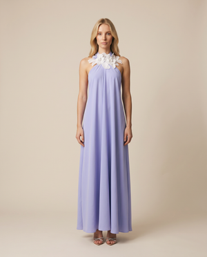 Holly Crepe Long Dress Light Blue