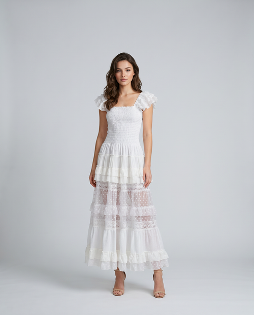Long Dress White Cotton ref 115D