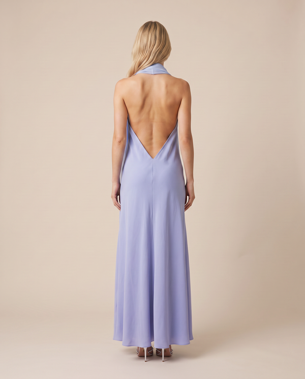 Holly Crepe Long Dress Light Blue