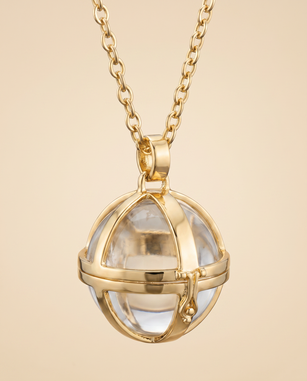 Tay Rock Crystal Caged Ball Pendant