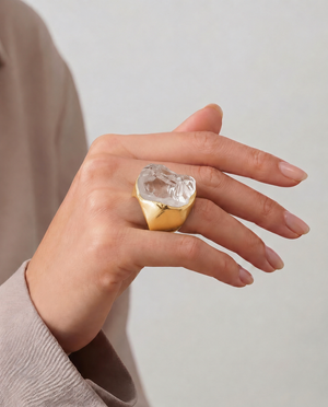 Lassanai Clear Quartz Big Boss Ring Gold