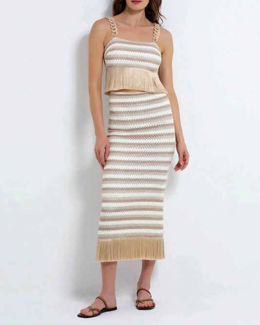 PatBo Crochet Striped Maxi Skirt - Premium Long Skirts from Marina St Barth - Just $695.00! Shop now at Marina St Barth