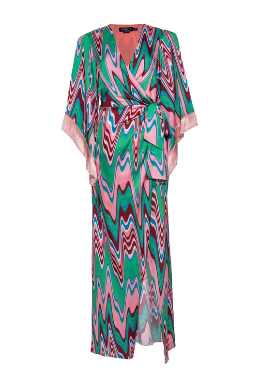Wave Fringe Trim Maxi Wrap Dress - Premium Long dress from Marina St Barth - Just $750.00! Shop now at Marina St Barth