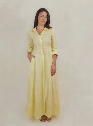 Shirt Dress Long Linen Solid