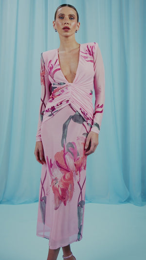 PatBo Honey Flower Tulle Midi Dress