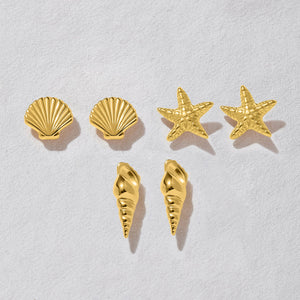 Shell Trio Stud Earrings Set