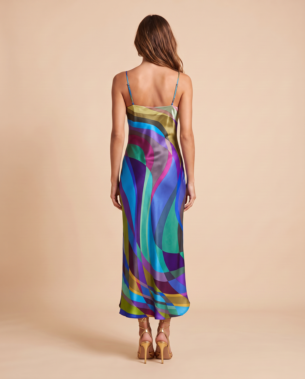 Paris Color Wave Silk Dress 74
