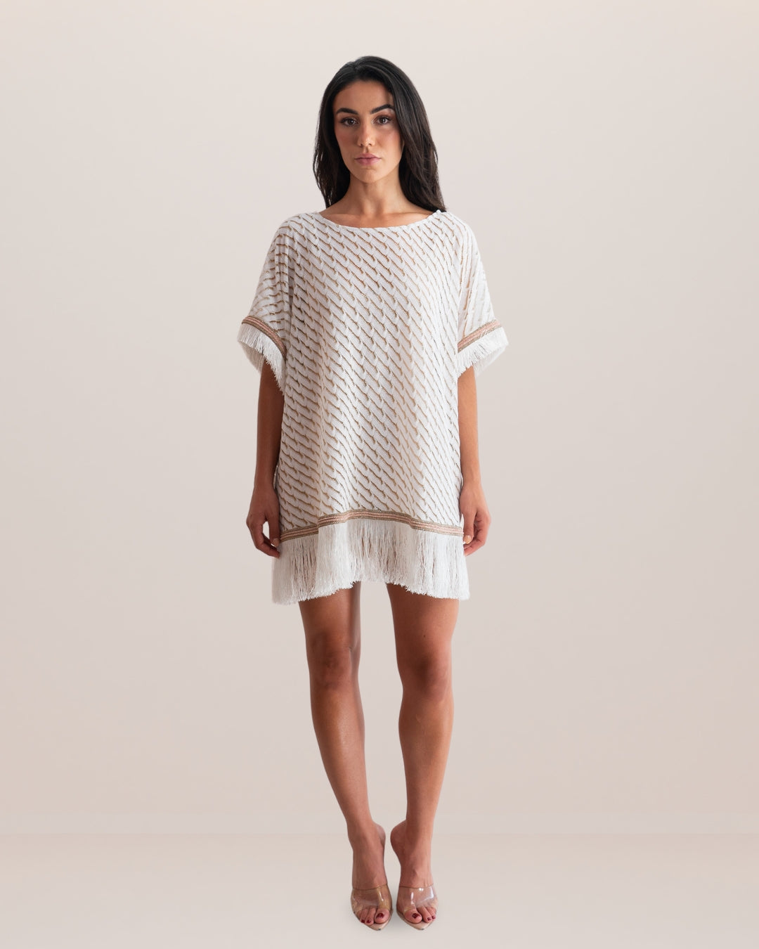 White Gold Poncho Fringes - Premium Poncho from Pho Firenze - Just $390! Shop now at Marina St Barth