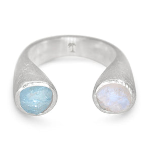 Stargazer Ring Aquamarine + Moonstone Sterling Silver