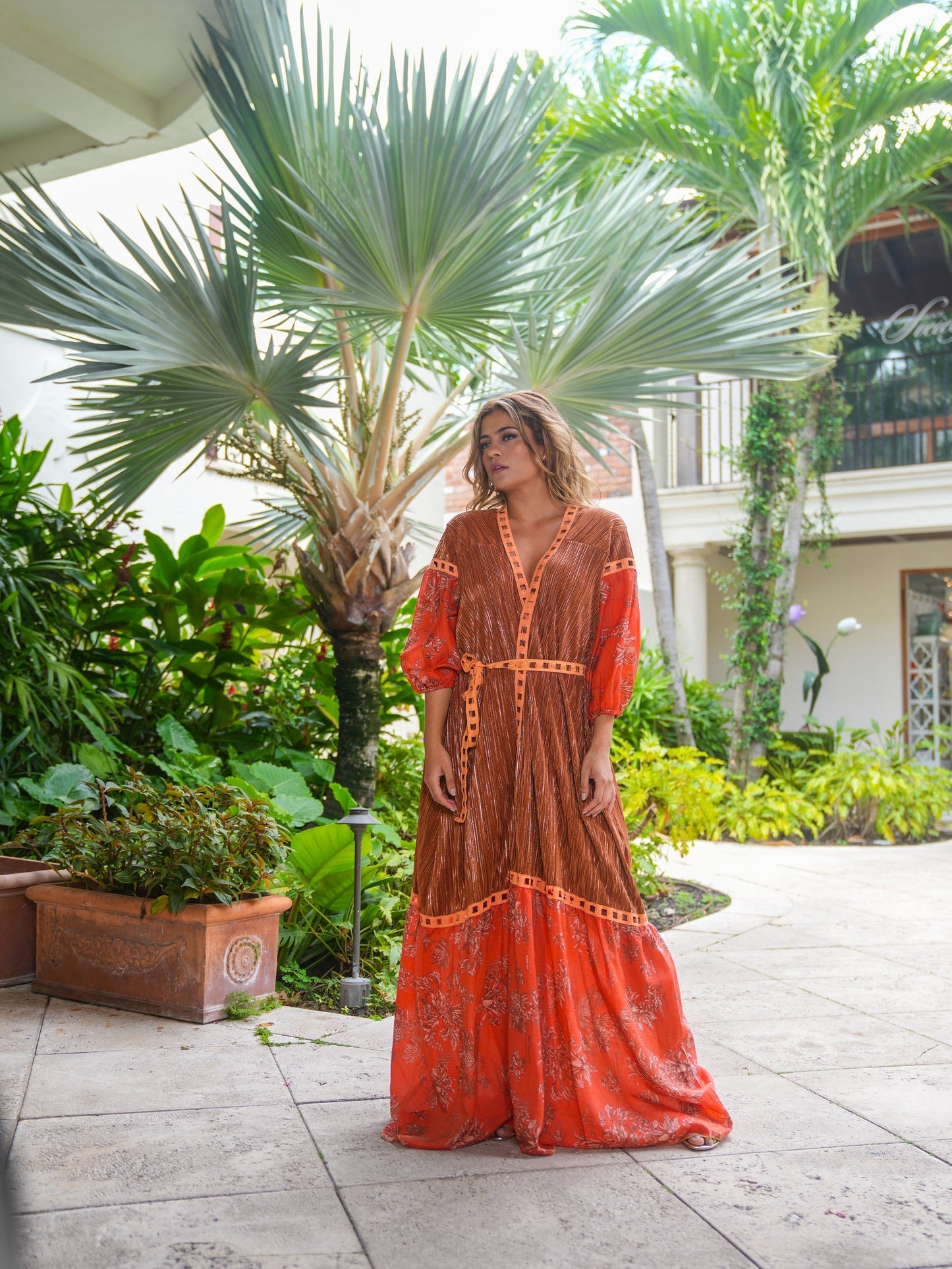 Chio Floral Plisse Robe - Premium Robes from Marina St. Barth - Just $695! Shop now at Marina St Barth