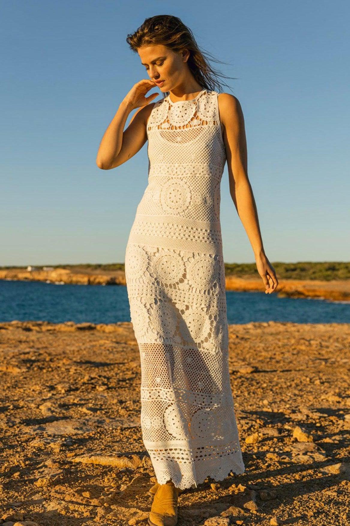 Erros Cotton Crochet Long Dress - Premium Dresses from Miss June - Just $210! Shop now at Marina St Barth