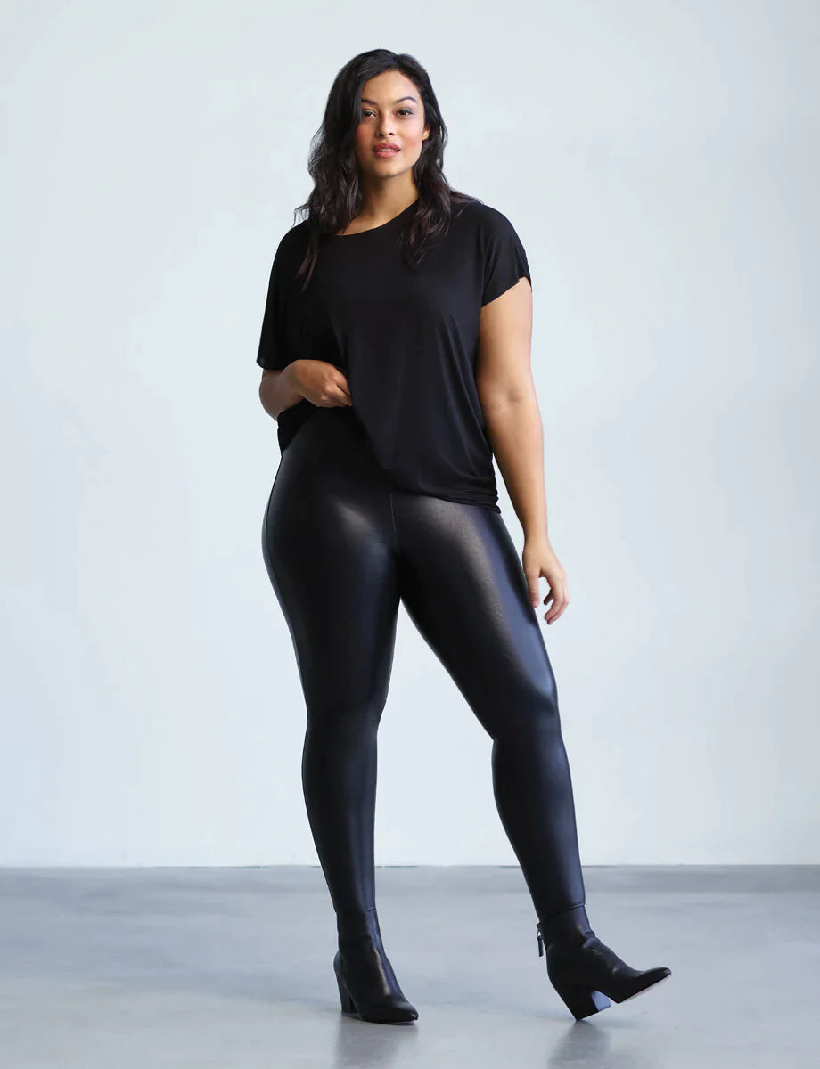 New Women's COMMANDO Black Velvet Leggings Size M - Helia Beer Co