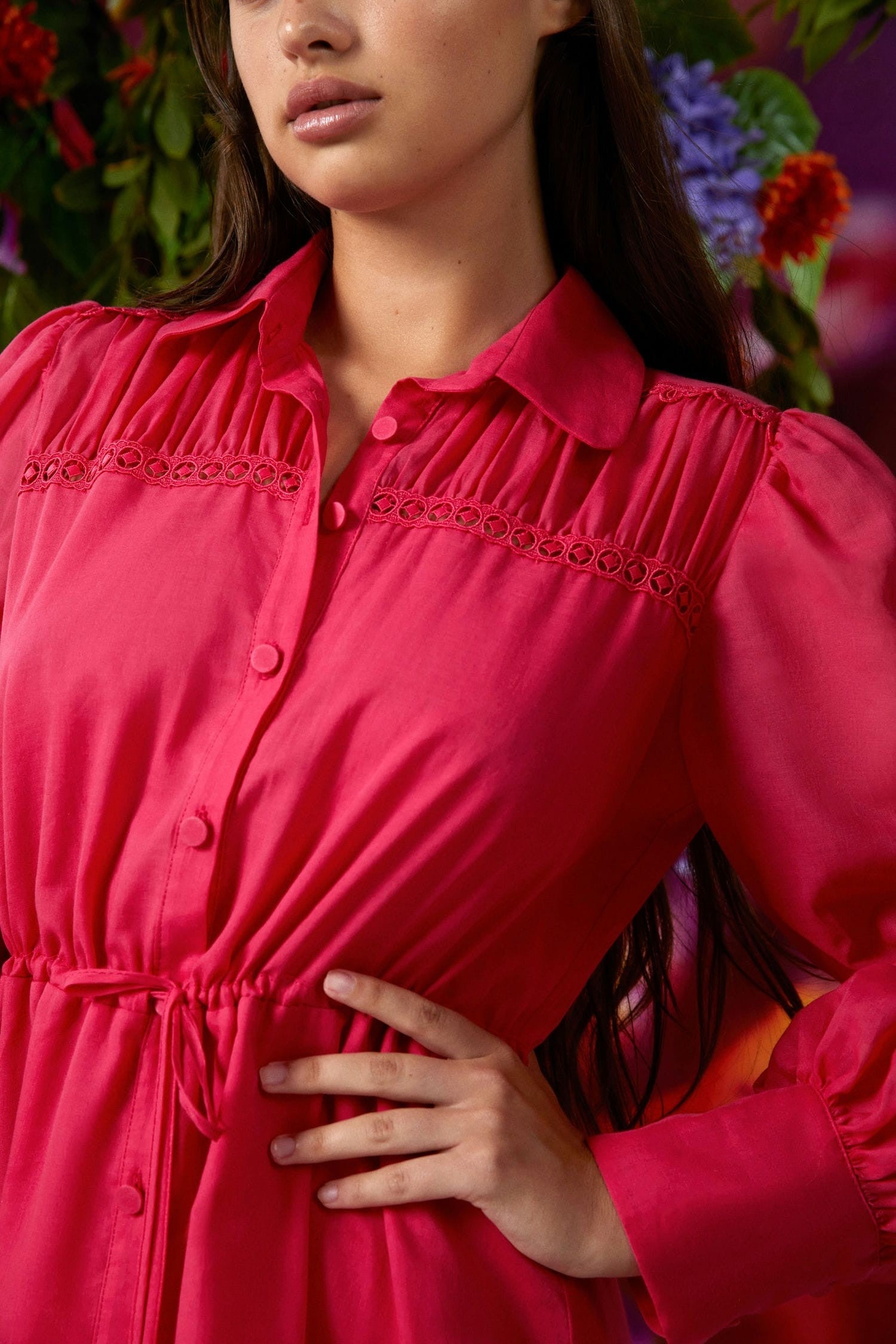 charo ruiz red dress CHARO RUIZ Clem strapless broderie anglaise cotton-blend mini dress
