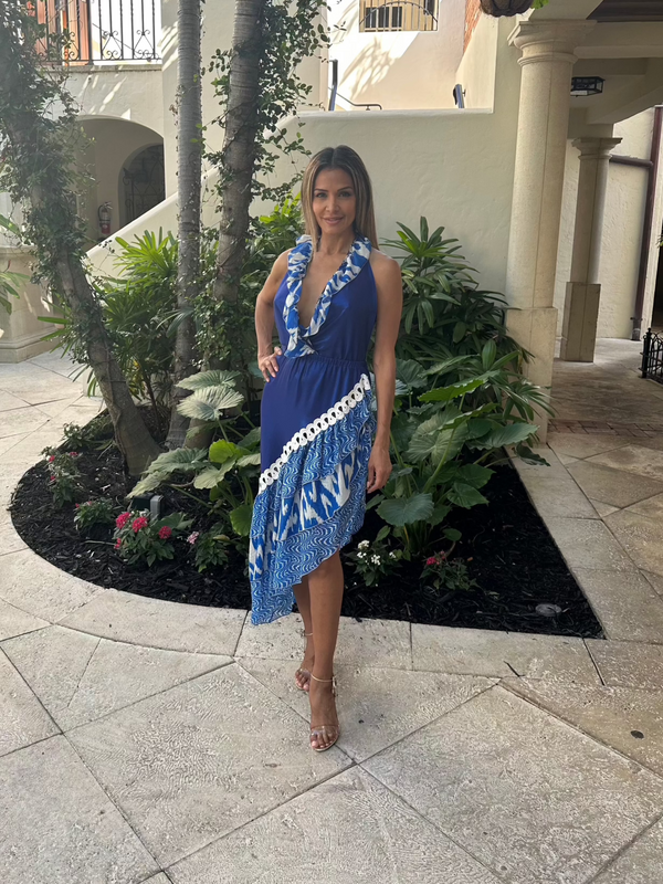Chio Asymmetrical Ruffle Dress Blue | Marina St Barth xs Chio Asymmetrical Ruffle Dress Blue | Marina St Barth xs